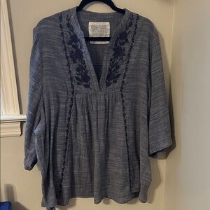 Kyla Seo Stylish Embroidered Gray Blouse